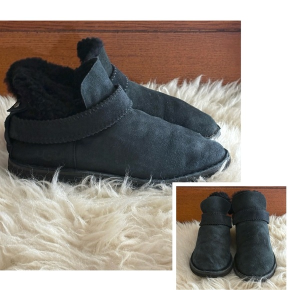 UGG Black McKay Suede Sherpa Ankle Boots - Picture 1 of 8